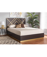 Anise Two-Tone Dark Brown and Gold Queen Size Platform Bed - $10,842.03 MXN