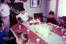 1967 Boys Birthday Party Table Barn Cake with Friends Ektachrome Color Slide - £2.77 GBP