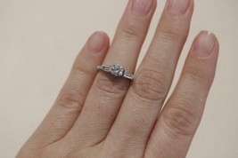 Platinum Filigree Deco Engagement ring w/ RBC .62ct + Baguette Diamonds VS2-H - £2,647.37 GBP