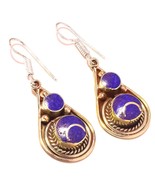 Lapis Lazuli Handmade Bohemian Christmas Gift Baho Earrings Nepali 1.90&quot;... - £6.20 GBP
