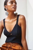 New Anthropologie Smocked Cut-Out Tank $90 SMALL Black  - £27.27 GBP