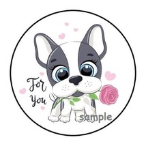 30 Cute For You Puppy With Flower Envelope Seals Labels Stickers 1.5&quot; Round - £5.95 GBP