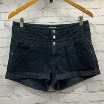 Xhilaration Hot Pants Short Shorts Black Denim Button Fly Womens Sz 12 C... - $13.66