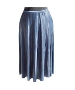 Cache Silver Gray Metallic Luxe Pleated Stretch Waist Soft Skirt NWT $17... - $97.38 CAD