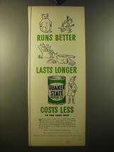 1950 Quaker State Motor Oil Ad - Runs better lasts longer - $18.49