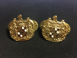 Vtg Pair of Maryland Hat Badge Pin/Medal MD Crest - £39.83 GBP