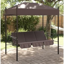  Garden Swing Bench Coffee brown Powder-coated steel, Polyester - $8,195.92 MXN