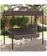  Garden Swing Bench Coffee brown Powder-coated steel, Polyester - $441.49
