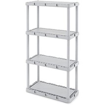 Gracious Living Knect-A-Shelf Fixed Height 4- Shelf Storage System Unit Light - £33.18 GBP