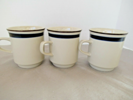 NewCor Stoneware Japan mugs Prestige set of 3 natural cobalt brown coffe... - $14.65