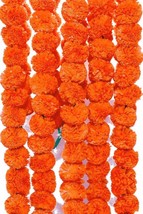 Artificial Flower Marigold Genda Phool Fluffy Garland Diwali Navratri Decoration - £14.38 GBP