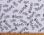 Cotton Sheet Music Swirls Notes Musicians White Fabric Print by Yard D77... - $11.95