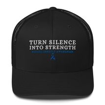 Turn Silence Into Strength Sexual Assault Awareness Embroidery Trucker Cap Black - £22.81 GBP