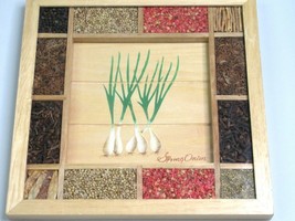 Seeds Herbs Assemblage Spring Onion Wood Frame Wall Art Vintage Retro Boho Decor - £23.84 GBP