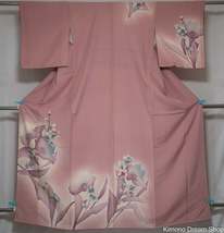 Vintage Pink with Large Flowers Houmongi - Traditional Silk Women&#39;s Kimono - Mad - £33.57 GBP