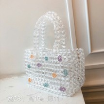  summer new handmade crystal small square pearl hollow woven bag net red flower handbag thumb200