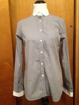 STEVEN ALAN 100% Cotton Black &amp; White Check Pattern White Collar Button Down SZ - £35.61 GBP