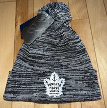 NWT Toronto Maple Leafs NHL Gray &amp; Black Knit Pom Beanie Winter Hat - £16.47 GBP