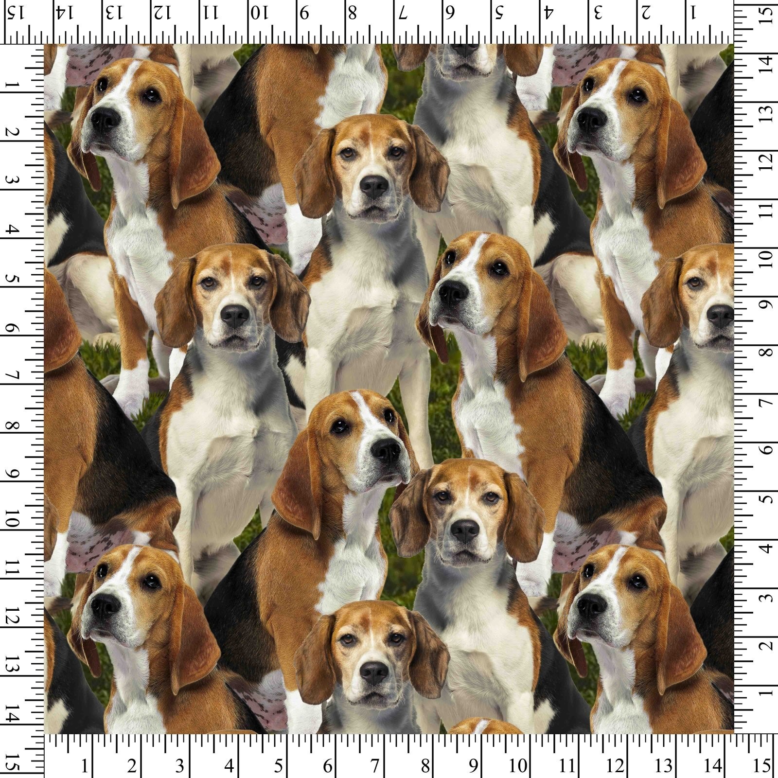 Cotton Beagle Forest Packed Dogs Puppies Multicolor Fabric Print by Yard... - $15.95