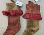 Red and Gold Tapestry Fringed Stocking Ornaments with Hangers Set of 2 8.5 - $6.88