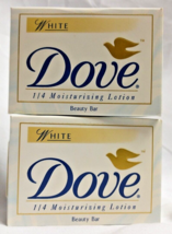 2 Dove White Beauty Bar Soap 1/4 Moisturizing Lotion 3.5 Oz Late 90'S Vintage - $17.95