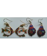 Vintage Cloisonné Enamel Hook Earrings - $31.57 CAD
