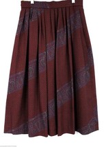 GEIGER Collections Austria Wool Multi Red Paisley Skirt Lined Pleated 40... - $89.10