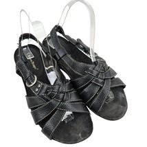 Bare Traps Sandals Raylyn Womens Size 7 Black Leather Slingback Stappy Comfort - £14.01 GBP