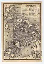 1904 Antique City Map Of Stralsund Mecklenburg Vorpommern Pomerania / Germany - $24.20