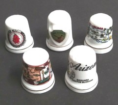 Lot of 5 Southwest NM Themed States Sewing Ceramic Porcelain Vintage Thimbles  - £6.26 GBP