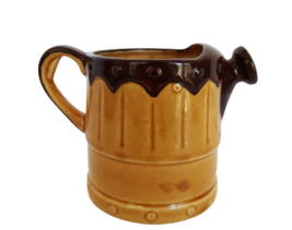 Vtg Inarco Japan light & dark brown ceramic watering can themed small planter - £15.92 GBP
