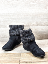 Women Ankle Knit Fild Over Sweater Cuff Boots Black Botties Winter Warm ... - £22.77 GBP