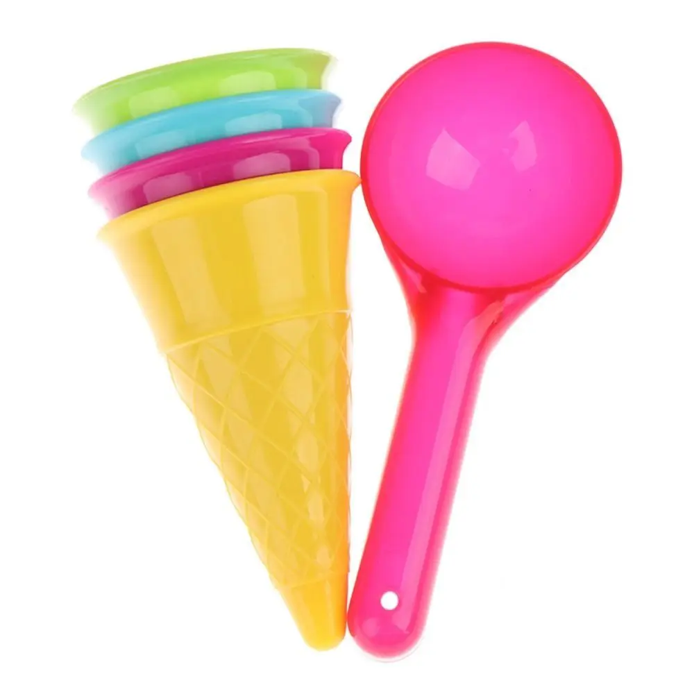 Summer Beach Sand Play Toys for Kids Ice Cream Cone Spoon Set  Sand Bucket Pit - £11.62 GBP
