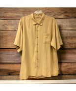 Tommy Bahama Silk Shirt Mens Size XL Maize Yellow Button Down Tropical Palm - $506.71 MXN