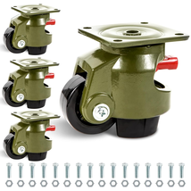 4 Leveling Casters, 3300 Lbs Capacity, Green Heavy-Duty Retractable Wheels - $139.61