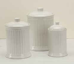 Simsbury Ceramic Canister Set of 3 in White by Omni Housewares - £88.44 GBP