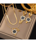 Fashion Four-leaf Clover Stainless Steel Earrings Necklace Set For Women... - $373.12 MXN+