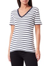 Petit Bateau Women&#39;s Stripes Short Sleeved Iconic Organic Cotton V-Neck T-Shirt  - £39.81 GBP