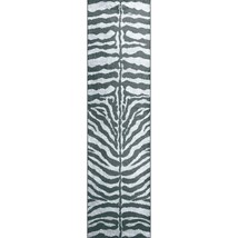 2&#39; X 8&#39; Grey Zebra Print Shag Handmade Non Skid Runner Rug - $160.33