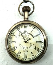 Pocket Watch Nautical Vintage Brass Antique Finish Watch With Chain - $38.77