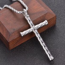 Silver Cross Pendant Necklace Christian Catholic Jewelry For Men Women Chain 24&quot; - £7.87 GBP
