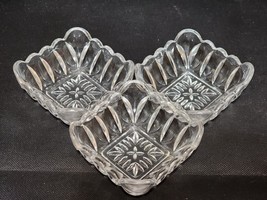 Vintage BRYCE BROTHERS Open Salt Cellar Square Clear Pattern Glass - Set Of 3 - £19.31 GBP