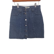 Refuge Denim Mini Skirt Small Womens Button Front Dark Wash Pockets Bottoms - £16.80 GBP