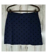 Joules Navy Blue Mini Skirt Size 10 Black Velvet Polka Dots - £15.54 GBP