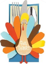 Turkey Thanksgiving Utensil Cutlery Holder &quot;Give Thanks&quot; 12 pc - £5.46 GBP