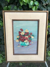 SCHNEIDER Original 1953 Oil &amp; Canvas MidCentury Modern Vintage Floral Still Life - £434.54 GBP