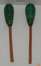 Pair of Handmade maracas Green Brown Music Shakers St Thomas - $70.37 CAD