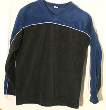 Gap Kids Boys 12 Xl X Thick Fleece V Neck Shirt X Soft Charcoal / Royal Blue - $11.30