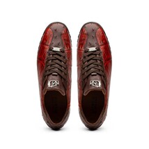 Hand painted big block alligator scales Sneaker Shoes Saulo Cognac image 5