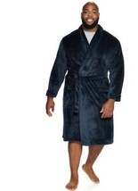 Mens Robe Winter Blue Plush Sonoma Long Sleeve Belted Knee Length-sz 3X/4X - £26.17 GBP